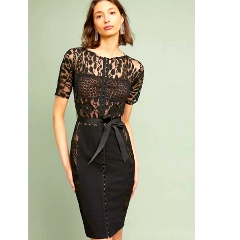 ANTHROPOLOGIE Byron Lars Size 06 Carissima Sheath Dress BLACK
